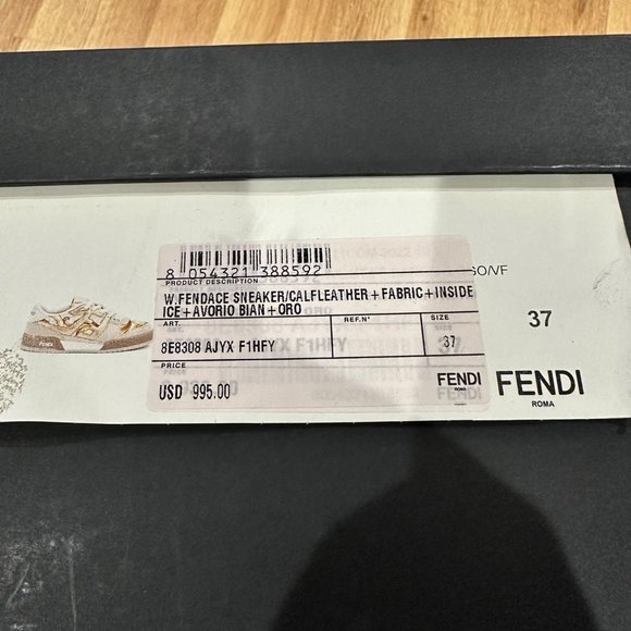 Fendace Fendi Versace Match Suede Sneakers Chunky Skate White Gold Size 37 Women - Picture 9 of 15